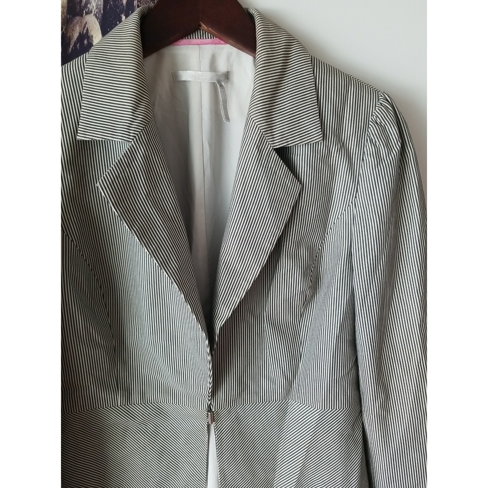 CLASSIQUES ENTIER Women's 1 Clasp Striped Cotton Blend Blazer Jacket sz 6 TP01